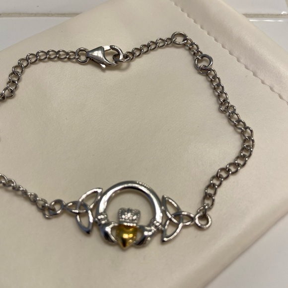 NEW Celtic Claddagh + Trinity Knot Anklet Silver-Plated - Picture 2 of 3